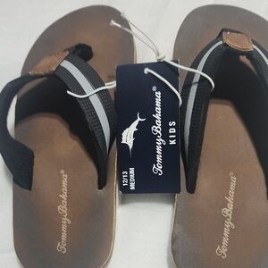 Tommy Bahama Kids Brown and Black Flip Flops